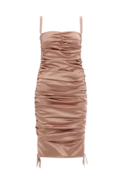 ( New Season ) Dolce & Gabbana Ruched Mini Dress - Brown