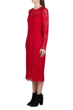 Dolce & Gabbana Long Sleeve Lace Dress - Red -Cheap Vestureo Store 72af5ef107c80a1893c1d33eabe8d419