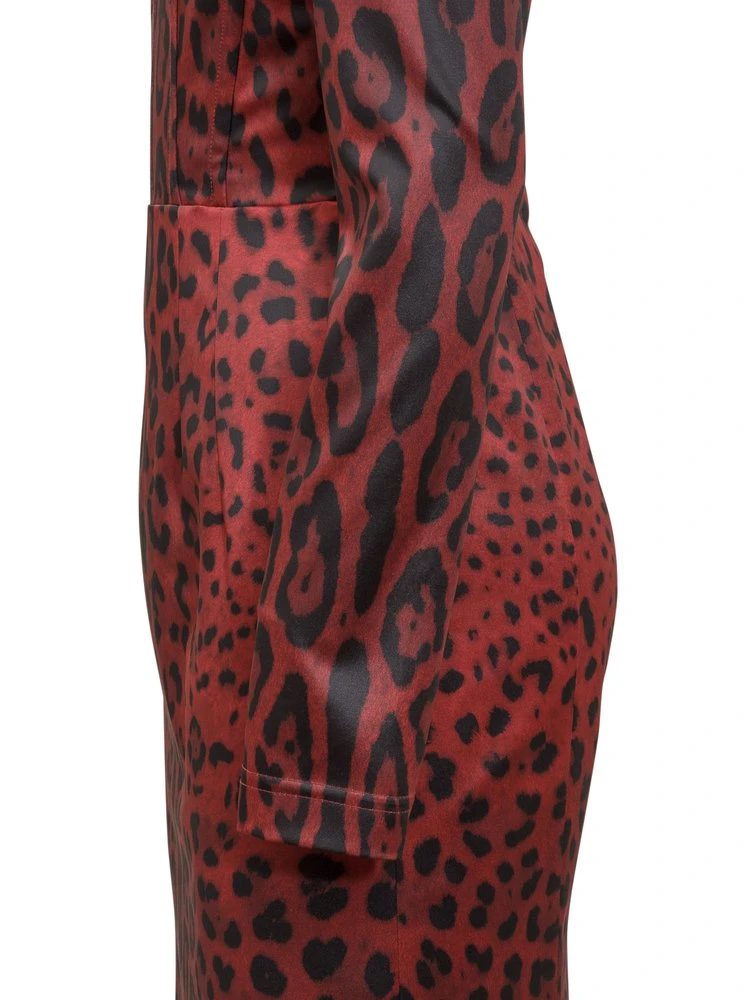 Dolce & Gabbana Animal Print Midi Dress - Red 4 Dolce & Gabbana Animal Print Midi Dress - Red - Image 4