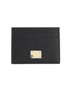 ( New Season ) Dolce & Gabbana Logo Plaque Cardholder - Black