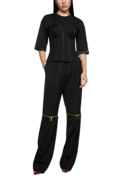 Dolce & Gabbana Satin Bustier Detailed Jersey T-Shirt - Black -Cheap Vestureo Store 737f873ac7f95337083a0366e07b9814