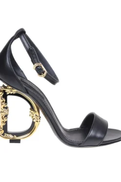 ( New Season ) Dolce & Gabbana Devotion Heeled Sandals - Black