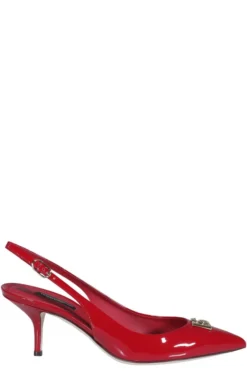 Dolce & Gabbana Logo Plaque Slingback Pumps - Red