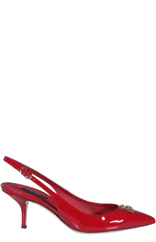 Dolce & Gabbana Logo Plaque Slingback Pumps - Red 1 Dolce & Gabbana Logo Plaque Slingback Pumps - Red