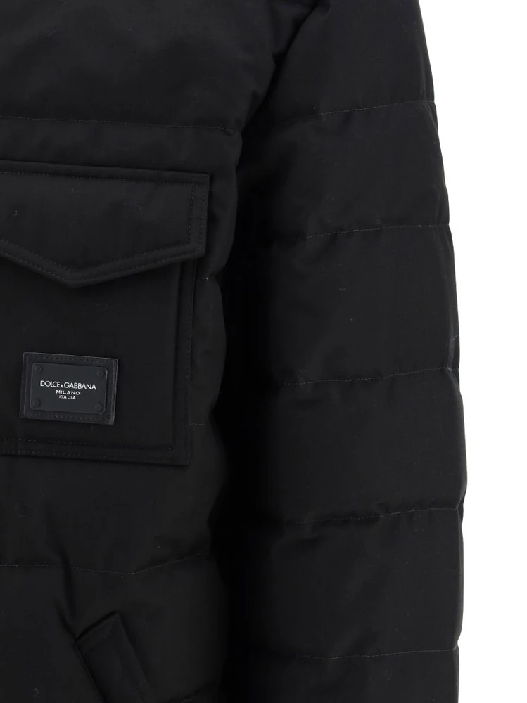 ( New Season ) Dolce & Gabbana Logo Patch Quilted Buttoned Jacket - Black 3 ( New Season ) Dolce & Gabbana Logo Patch Quilted Buttoned Jacket - Black - Image 3