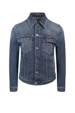 ( New Season ) Dolce & Gabbana Logo Patch Washed Denim Jacket - Blue