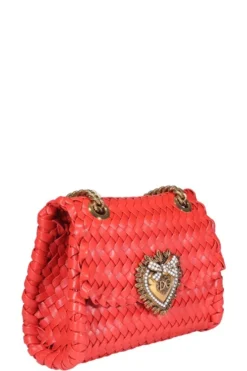 Dolce & Gabbana Devotion Woven Small Shoulder Bag - Red -Cheap Vestureo Store 74b8dba003b11607905e5916c1a0a4de