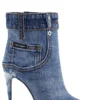 ( New Season ) Dolce & Gabbana Denim Patchwork Ankle Boots - Blue