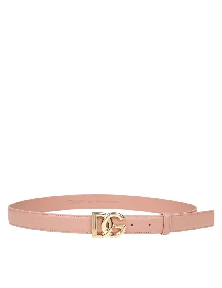 ( New Season ) Dolce & Gabbana DG Logo Buckle Belt - Pink 1 ( New Season ) Dolce & Gabbana DG Logo Buckle Belt - Pink