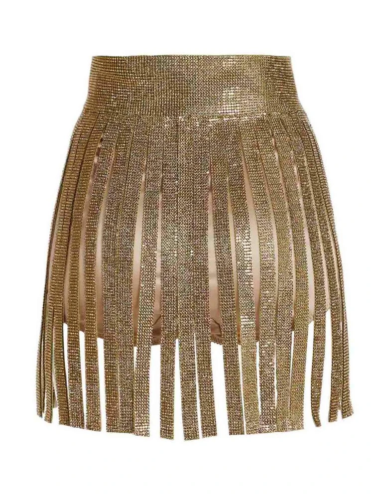 ( New Season ) Dolce & Gabbana High Waisted Embellished Mini Skirt - Gold 2 ( New Season ) Dolce & Gabbana High Waisted Embellished Mini Skirt - Gold - Image 2