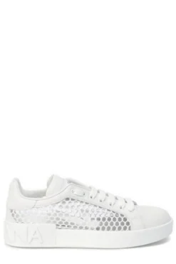 ( New Season ) Dolce & Gabbana Logo Mesh-Detailed Sneakers - White