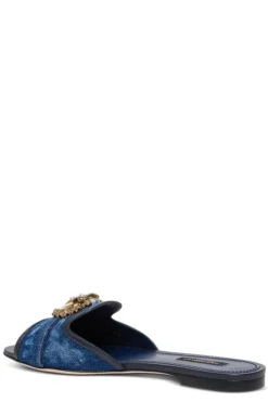 Dolce & Gabbana Devotion Denim Flat Sandals - Blue 6 Dolce & Gabbana Devotion Denim Flat Sandals - Blue -Cheap Vestureo Store 768e2bff9b5171615451795da3a89472