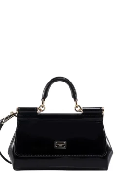 ( New Season ) Dolce & Gabbana Sicily Foldover Crossbody Bag - Black