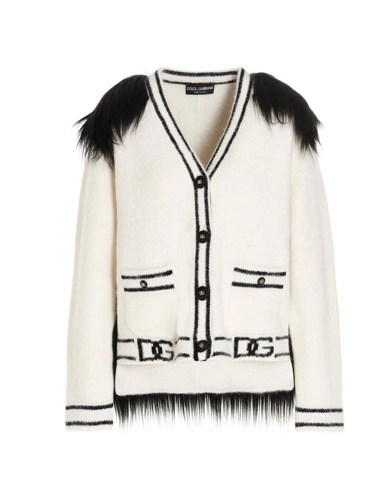 Dolce & Gabbana Faux-Fur Knit Cardigan - Multi 1 Dolce & Gabbana Faux-Fur Knit Cardigan - Multi