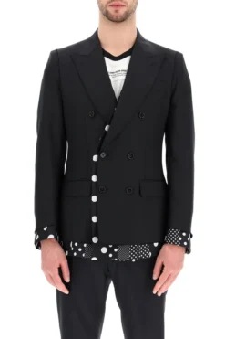 Dolce & Gabbana Polka-Dot Double-Breasted Blazer - Black -Cheap Vestureo Store 77ae8409df30fc89bfdb8da10a95e182