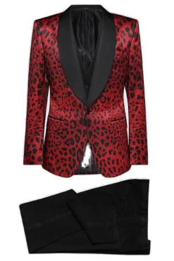 ( New Season ) Dolce & Gabbana Leopard-Printed Tailored Suit - Red