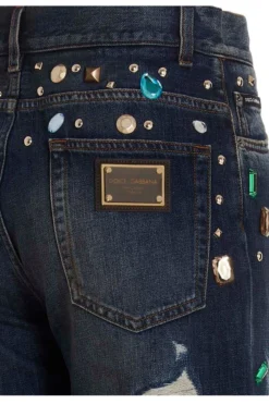 ( New Season ) Dolce & Gabbana Distressed Straight Leg Jeans - Blue -Cheap Vestureo Store 783b17bd4d19fe382001df7d10e042a5