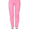 ( New Season ) Dolce & Gabbana Coated Denim Loose Jeans - Pink