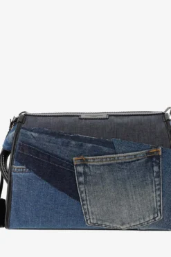 Dolce & Gabbana Edge Patchwork Denim Crossbody Bag - Blue