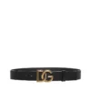 ( New Season ) Dolce & Gabbana Crossover DG Logo Buckle Belt - Black