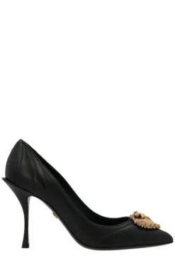 ( New Season ) Dolce & Gabbana Devotion Embellished Pumps - Black