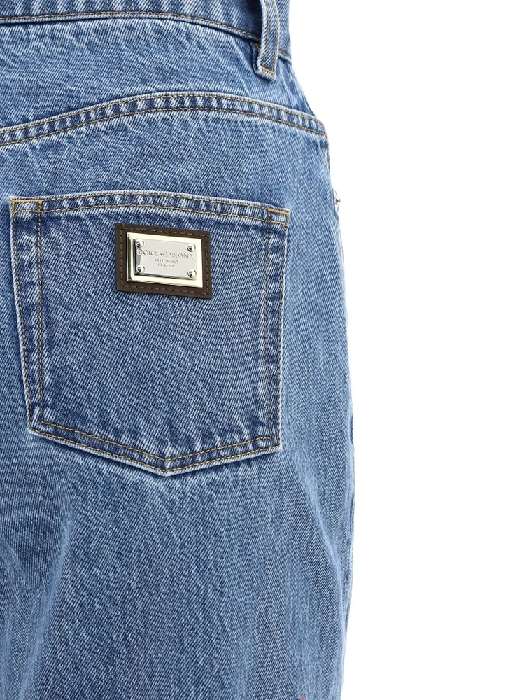 Dolce & Gabbana Cropped Straight-Leg Jeans - Blue 3 Dolce & Gabbana Cropped Straight-Leg Jeans - Blue - Image 3