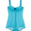 ( New Season ) Dolce & Gabbana DG Heart Embroidered Strapped Bodysuit - Blue