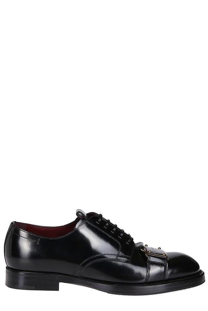 ( New Season ) Dolce & Gabbana Logo Plaque Lace-Up Derby Shoes - Black 1 ( New Season ) Dolce & Gabbana Logo Plaque Lace-Up Derby Shoes - Black
