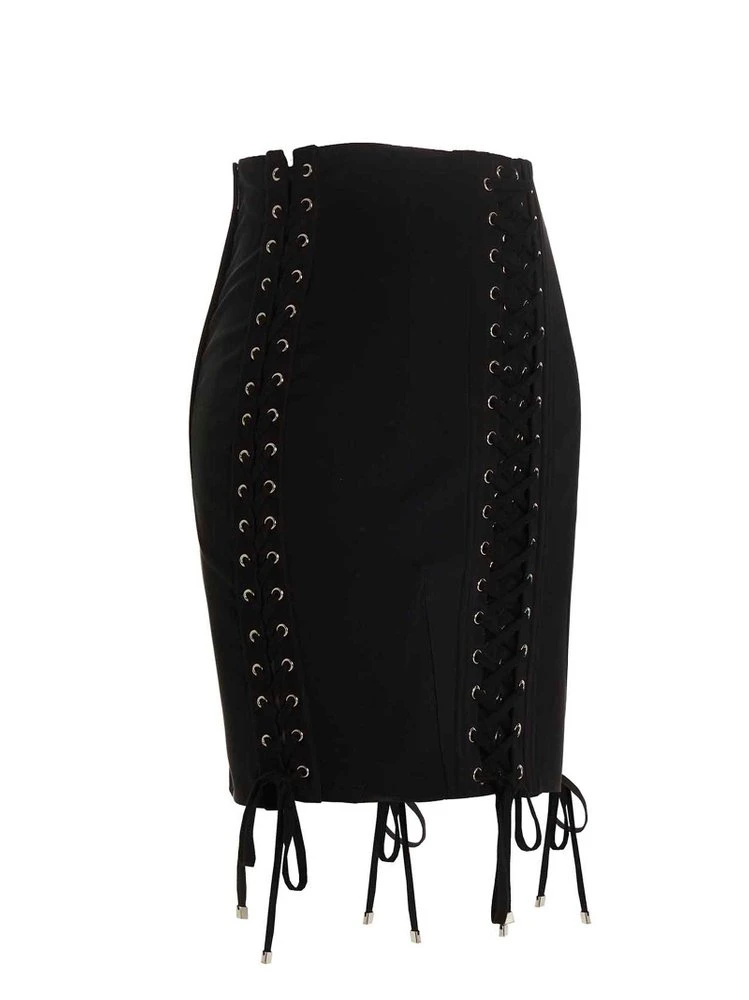 ( New Season ) Dolce & Gabbana Lace-Up Mini Skirt - Black 2 ( New Season ) Dolce & Gabbana Lace-Up Mini Skirt - Black - Image 2
