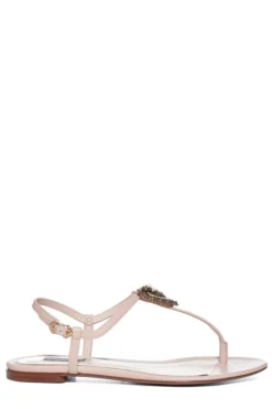 ( New Season ) Dolce & Gabbana Devotion T-Bar Sandals - Pink