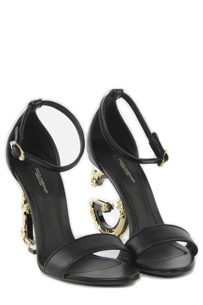 ( New Season ) Dolce & Gabbana Baroque Heel Sandals - Black 3 ( New Season ) Dolce & Gabbana Baroque Heel Sandals - Black - Image 3