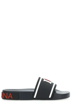 ( New Season ) Dolce & Gabbana I Love D&G Slide Sandals - Black