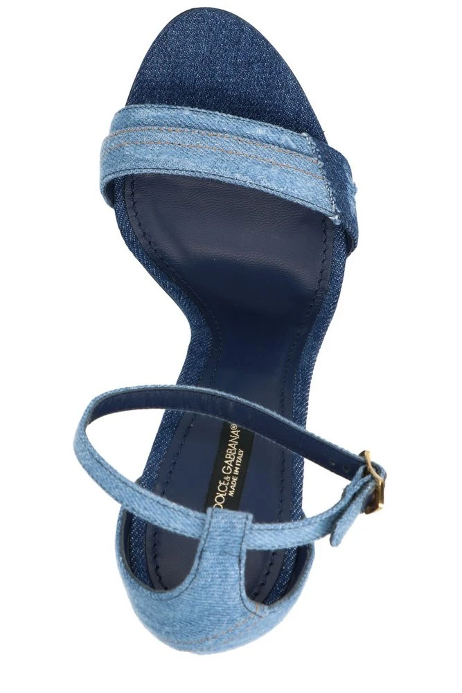 Dolce & Gabbana DG Heel Denim Sandals - Blue 3 Dolce & Gabbana DG Heel Denim Sandals - Blue - Image 3