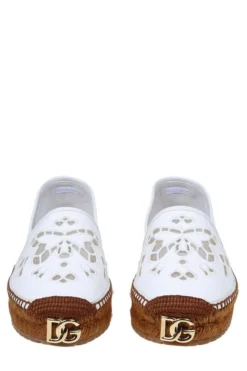 ( New Season ) Dolce & Gabbana Logo Embroidered Espadrillas - White -Cheap Vestureo Store 7d8b3f8bb433b81c46093e6e6d6cc0d2