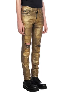 Dolce & Gabbana Distressed Slim-Fit Pants - Gold -Cheap Vestureo Store 7e297aacf1bd776fefc0ca78586c8bd4