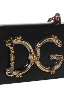 ( New Season ) Dolce & Gabbana Logo Plaque Chained Crossbody Bag - Black -Cheap Vestureo Store 7e56c1341246bc653df78e34a23527ad