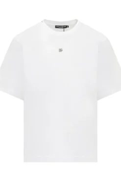 ( New Season ) Dolce & Gabbana Logo Plaque Crewneck T-Shirt - White