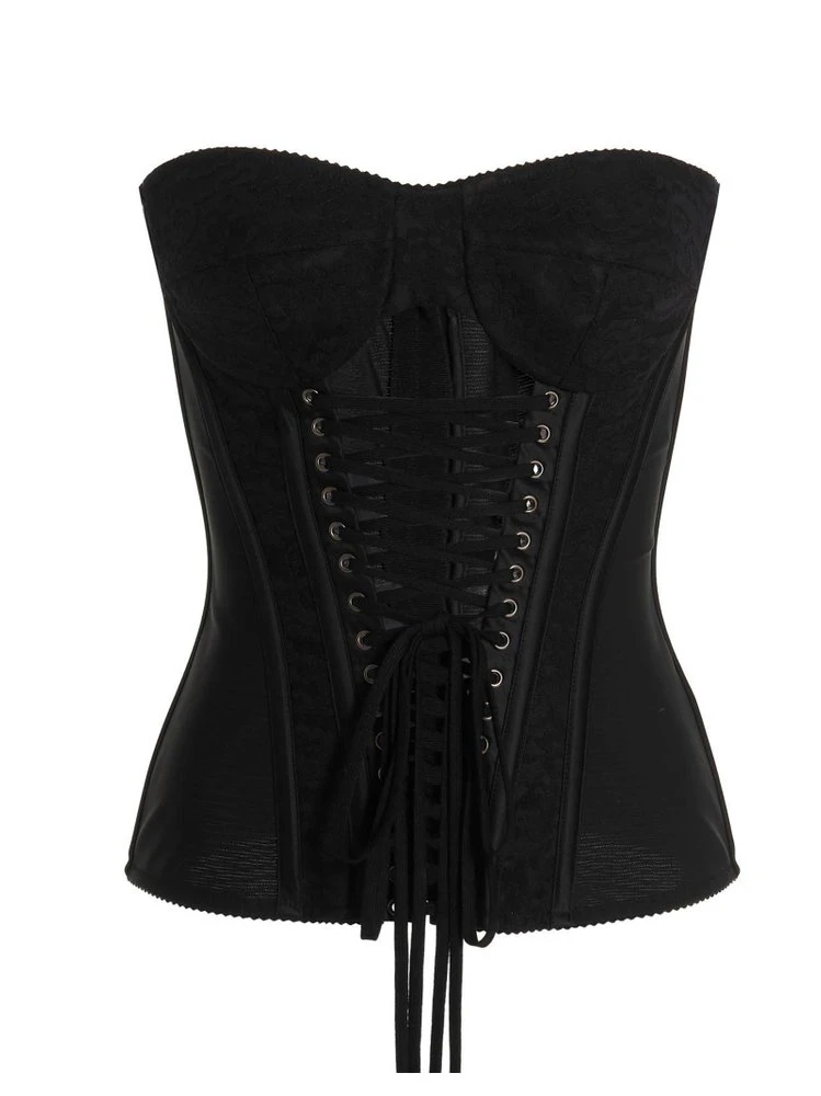 ( New Season ) Dolce & Gabbana Lace-Up Bustier Top - Black 1 ( New Season ) Dolce & Gabbana Lace-Up Bustier Top - Black