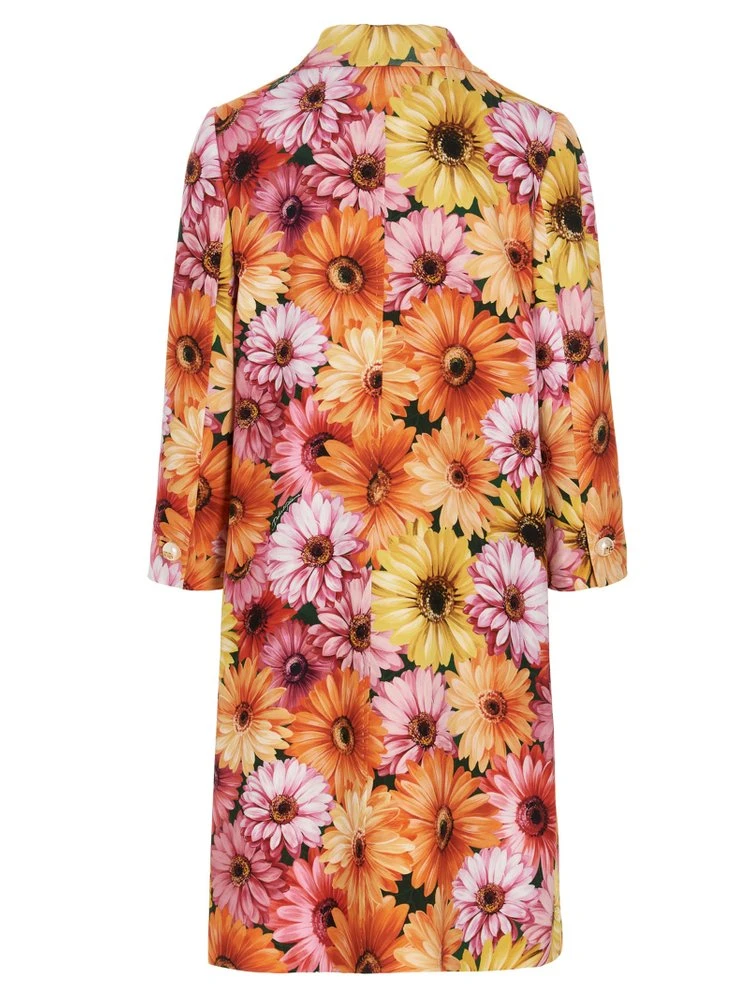 Dolce & Gabbana Gerbera Daisy Printed Single-Breasted Coat - Multi 2 Dolce & Gabbana Gerbera Daisy Printed Single-Breasted Coat - Multi - Image 2