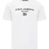 ( New Season ) Dolce & Gabbana Logo Printed Crewneck T-Shirt - White