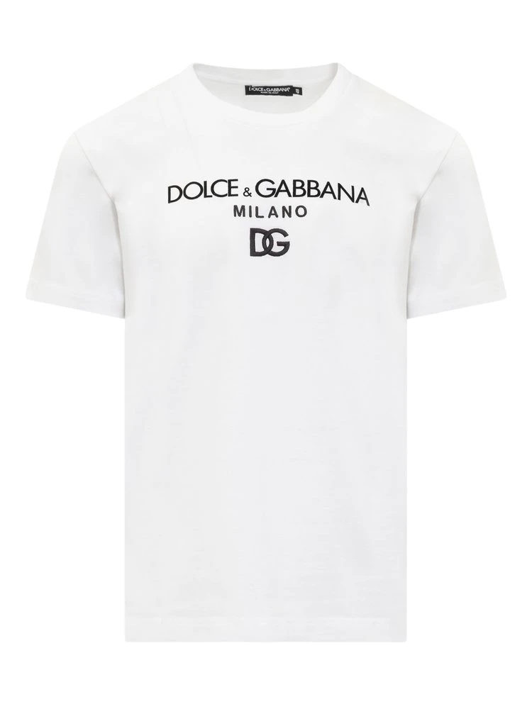 ( New Season ) Dolce & Gabbana Logo Printed Crewneck T-Shirt - White 1 ( New Season ) Dolce & Gabbana Logo Printed Crewneck T-Shirt - White