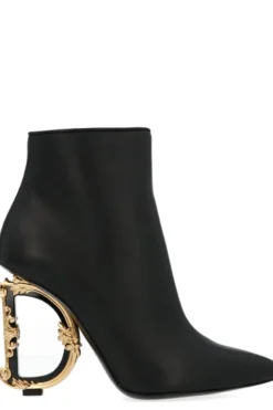 Dolce & Gabbana Monogram Embellished Heel Boots - Black