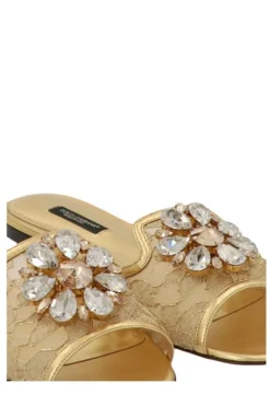 ( New Season ) Dolce & Gabbana Embellished Slip-On Sandals - Gold 7 ( New Season ) Dolce & Gabbana Embellished Slip-On Sandals - Gold -Cheap Vestureo Store 803661ccb5200c8d55279ff4c0fc031e