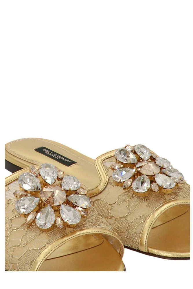 ( New Season ) Dolce & Gabbana Embellished Slip-On Sandals - Gold 4 ( New Season ) Dolce & Gabbana Embellished Slip-On Sandals - Gold - Image 4