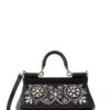( New Season ) Dolce & Gabbana Embellished Small Sicily Bag - Black
