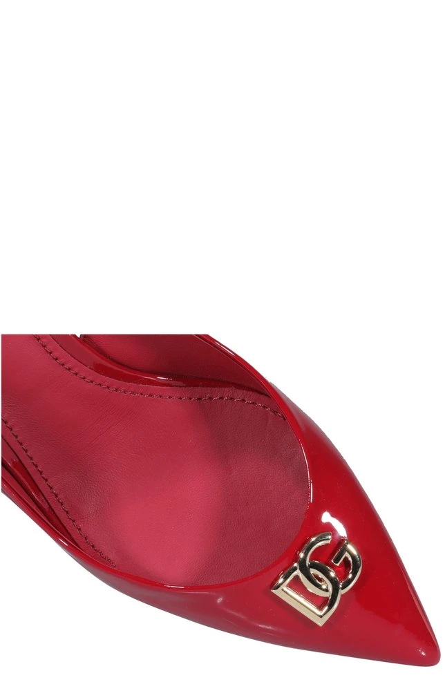 Dolce & Gabbana Logo Plaque Slingback Pumps - Red 5 Dolce & Gabbana Logo Plaque Slingback Pumps - Red - Image 5