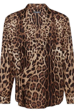 ( New Season ) Dolce & Gabbana Leopard Print Long-Sleeved Shirt - Multi