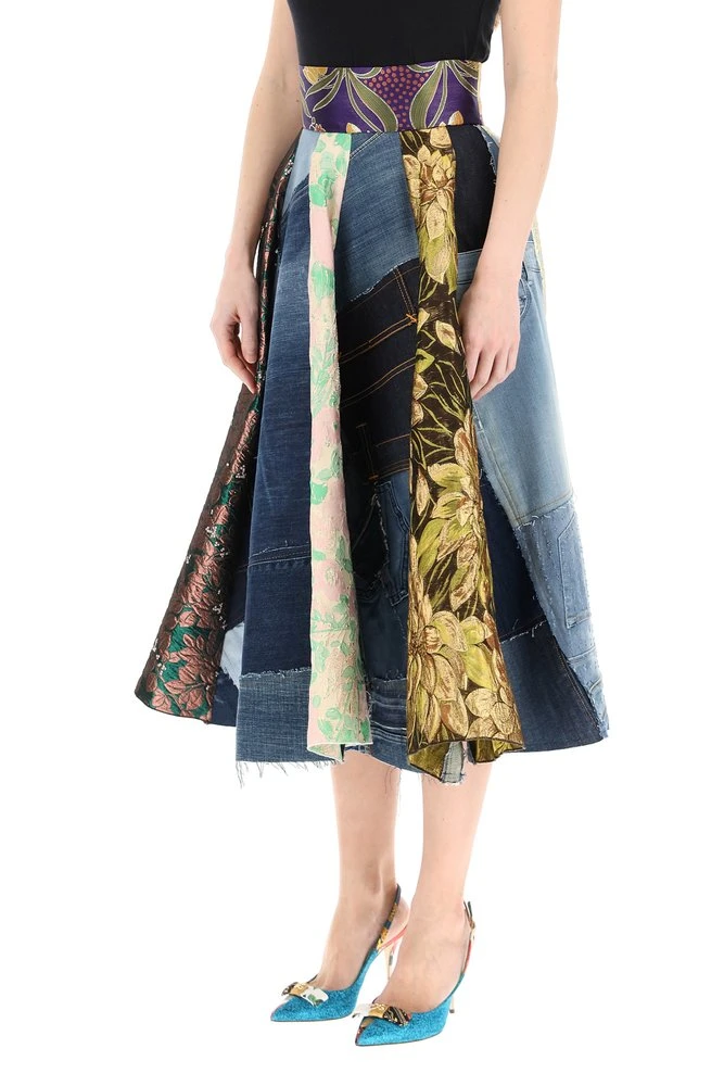 Dolce & Gabbana Patchwork Pleated Flared Skirt - Multi 5 Dolce & Gabbana Patchwork Pleated Flared Skirt - Multi - Image 5