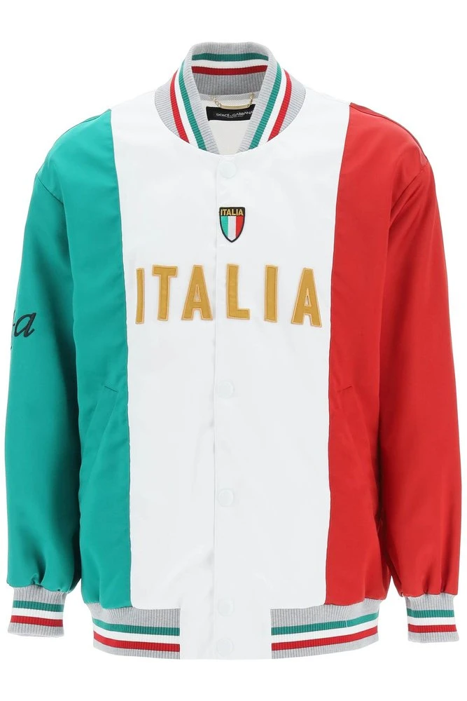 ( New Season ) Dolce & Gabbana Logo Patch Bomber Jacket - Multi 1 ( New Season ) Dolce & Gabbana Logo Patch Bomber Jacket - Multi