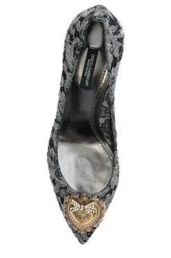 ( New Season ) Dolce & Gabbana Devotion Heart Taormina Lace Pumps - Grey -Cheap Vestureo Store 82eb4812374b073a5e1a9165f8b2f1d5